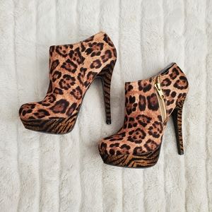 Material Girl Mixed Animal Print Platform Ankle Boot